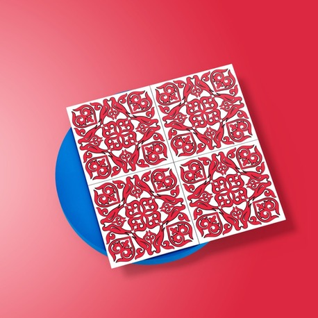 Perforated Stencil 10 x 10 cm – 2 Copies of Vintage Mosaic Tile Bird Motif Tile Pattern