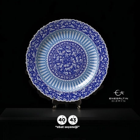 Perforated Stencil 40 / 43 cm - Baba Nakkaş 1490 Rumi Lotus Almond Edge Tile Plate Pattern