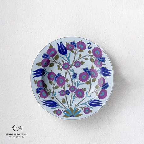 Perforated Stencil 30 cm. - Iznik Tile Pattern with Tulip Rose Plant Motifs