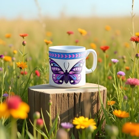 Perforated Stencil Pattern 9 x 25 cm - Exotic Butterfly Tile Mug Pattern / Tile Pattern