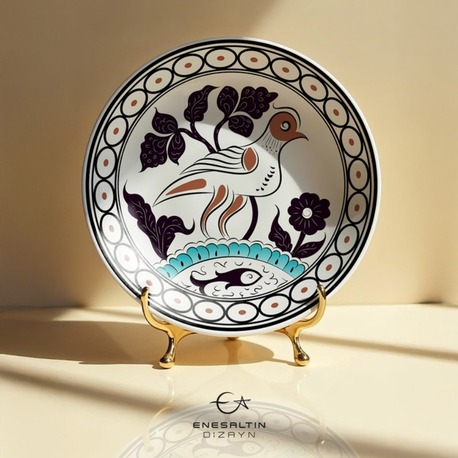 Perforated Stencil 25 cm. - Seljuk Period Bird and Fish Composition Tile Pattern