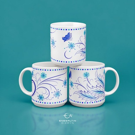 Perforated Stencil Pattern 9 x 25 cm - Silhouette Flower Leaf Butterfly Motif Tile Mug/Tile Pattern