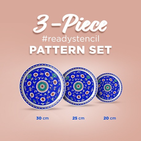 Perforated Stencil Set 3-Piece - Iznik 1570 Ivy Pench Composition Tile Pattern