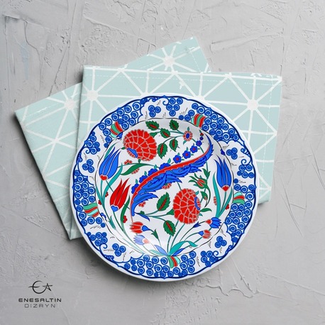 Perforated Stencil 30 cm. - 17th century Iznik Tile Pattern with Plant Motifs