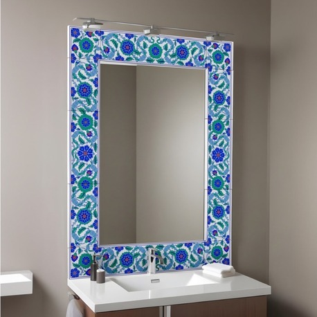 Perforated Stencil 10x80 + 10x40 cm. - Cloud and Penc Motif Mirror Frame Tile Pattern