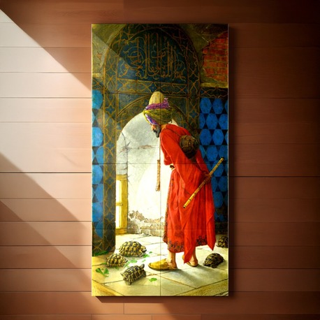 Perforated Stencil 40 x 80 cm. Oversized - Osman Hamdi Bey Turtle Trainer Tile Plate Pattern