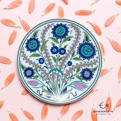 Hazır Şablon Desen 30 cm. - Sümbül ve Diken Bitkisel Motifli İznik Çini Deseni