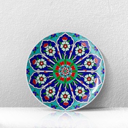Hazır Şablon Desen 30 cm. -  Penç Çarkıfelek Çini Tabak Deseni