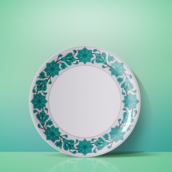 Hazır Şablon Desen - Lotus Motifli Çini Tabak Kenarı Deseni