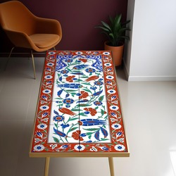 Hazır Şablon Desen 40x100 cm. - Klasik İznik Bulut Kemer Gülzâr Kenar Çini Karo Deseni