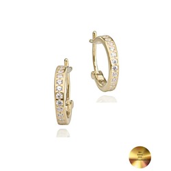 18k Serie Oro Şans Halka Minimal Gümüş Küpe 13 MM