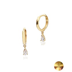 18k Serie Oro Damla Taşlı Minimal Kadın Gümüş Küpe