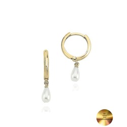 18k Serie Oro Hakiki İnci Halka Minimal Gümüş Küpe