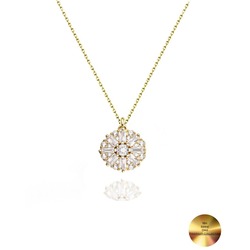 18k Serie Oro Baget Taşlı Çiçek Model Minimal Kadın Gümüş Kolye