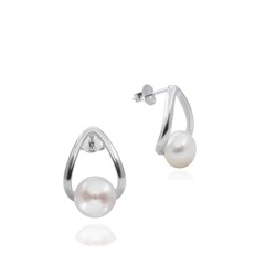 Luxury Elegant Stylish Night Hakiki İnci Kadın Gümüş Küpe