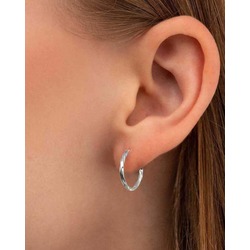 Estetik Burgulu Halka Kadın Gümüş Küpe 20 MM