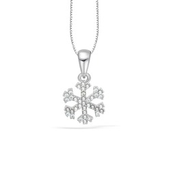 Swarovski Taşlı Özel Tasarım Kar Tanesi Snowflake Kadın Gümüş Kolye