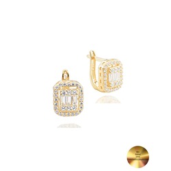 18k Serie Oro Baget J Model Kadın Gümüş Küpe