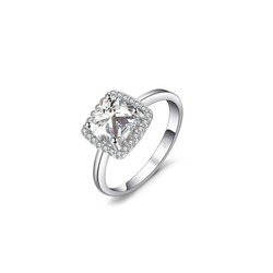 1.90 Karat Prenses Kare Taşlı Dia Tektaş Kare Kadın Gümüş Yüzük