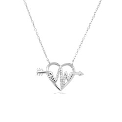 Aşkın Ritmi White Zirconia Taşlı Kalp Kadın Gümüş Kolye