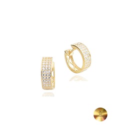 18k Serie Oro 3 Sıra Yarımtur Halka Minimal Gümüş Küpe 14 MM