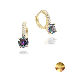 18k Serie Oro Mistik Taşı Halka Kadın Gümüş Küpe Stylish Night 7 MM