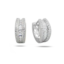 Pırlanta Model Baget Zirkon Halka Kadın Gümüş Küpe 16 MM