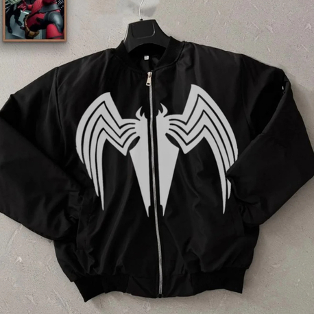 Siyah Venom Baskılı Unisex Bomber Ceket