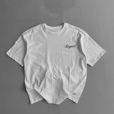 20/1 Penye Compack Baskılı Oversize Bisiklet Yaka Kısa Kol Yazlık T-shirt - Beyaz Ve Siyah