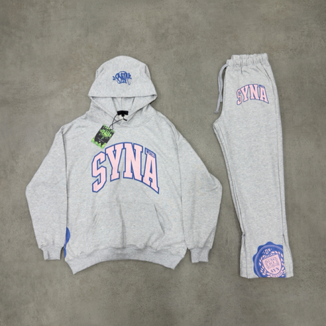 Syna College Tracksuit | Grey & Pink Edition