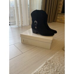 Siyah süet kovboy bot
