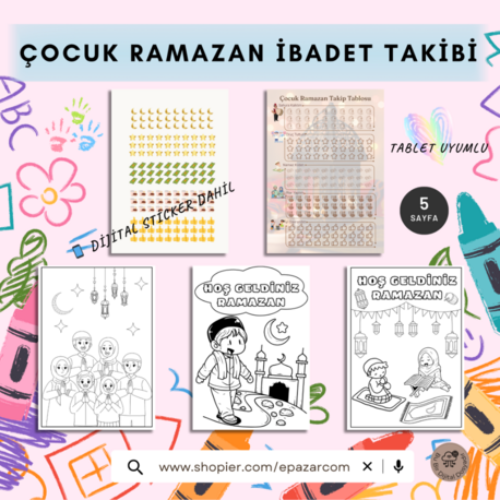 Çocuklar İçin Ramazan İbadet Takibi | Dijital Planner + Sticker Seti