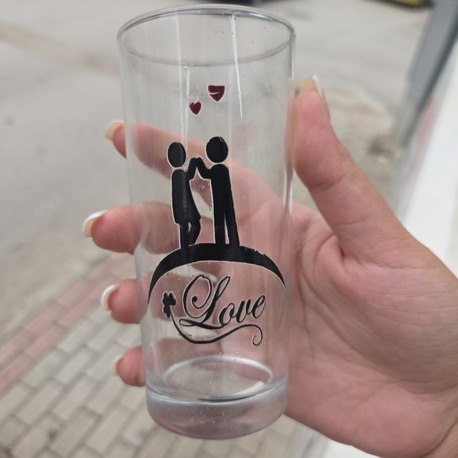  LOVE BASKILI 2'Lİ RAKI BARDAK SETİ