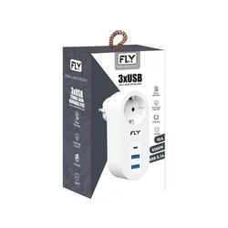 FLY-3400-01 Akım Korumalı.1 li Priz 2-Usba 1-C Soket 2.1A 10A 2500W