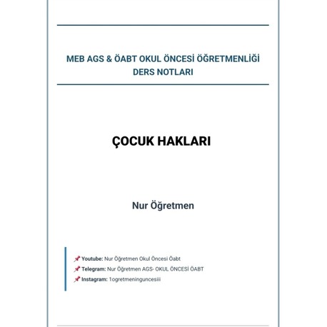 ÇOCUK HAKLARI DERS NOTU 