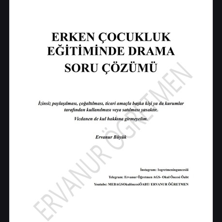 Erken Çocukluk Eğitiminde Drama Soru Pdf 