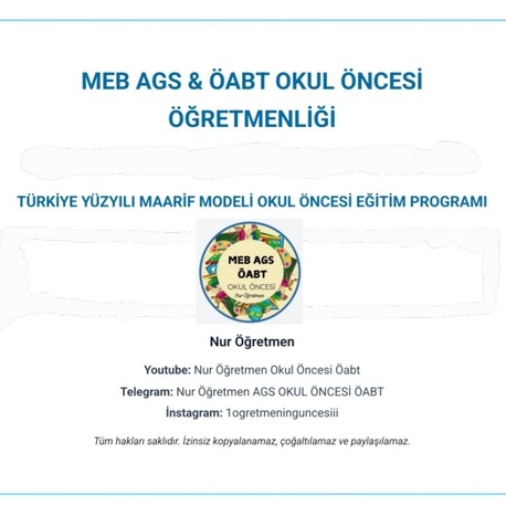 2026 TYMM OKUL ÖNCESİ EĞİTİM PROGRAMI DERS NOTU