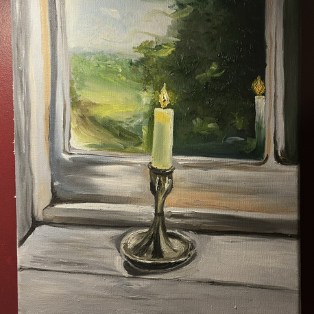 Pencere Önünde Mum | Yağlı Boya Tablo (30×40)