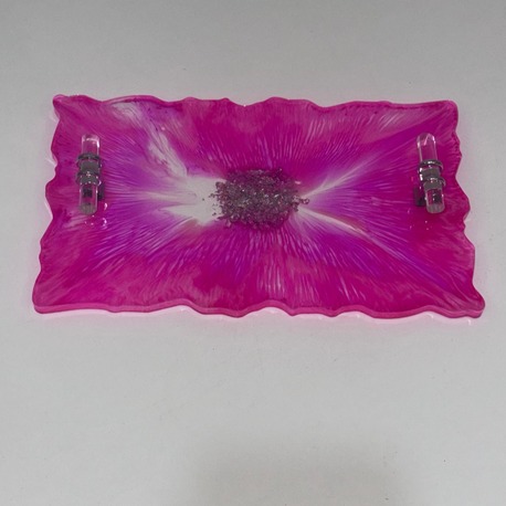 Neon Pembe, Gri Yaldız Desenli Sunum Tepsisi