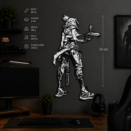 Valorant Jett 50 cm Duvar Dekoru | Gamer Oda Süsü | Oyuncu Odası Dekoratif Duvar Tablosu