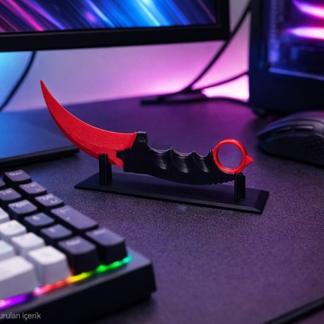 Dekoratif Standlı Karambit Bıçak Modeli | Masaüstü Dekoru | Oyuncu Odası Aksesuarı