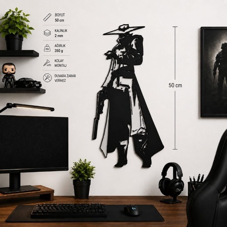 Valorant Cypher 50 cm Duvar Dekoru | Gamer Oda Süsü | Oyuncu Odası Dekoratif Duvar Tablosu