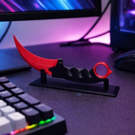 Dekoratif Standlı Karambit Bıçak Modeli | Masaüstü Dekoru | Oyuncu Odası Aksesuarı