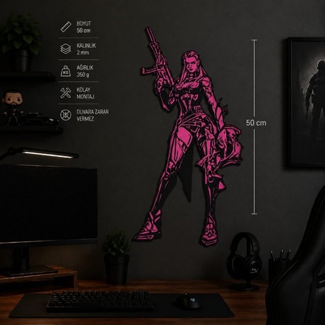 Valorant Reyna 50 cm Duvar Dekoru | Gamer Oda Süsü | Oyuncu Odası Dekoratif Duvar Tablosu