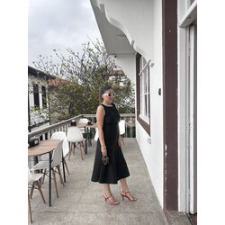 Siyah Beyaz Yaka Detaylı Elbise 