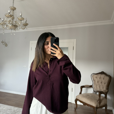 Bordo polo yaka kazak