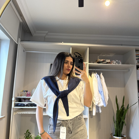 Bağlamalı Oversıze Tişört 