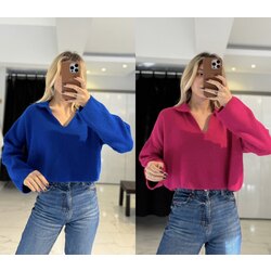 Gömlek Yaka Crop Triko