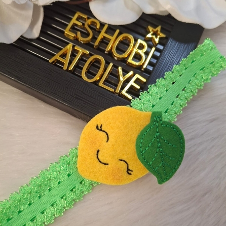 El Yapımı Keçe Limon Figürlü Bebek Saç Bandı / Fisto Lastikli Bandana