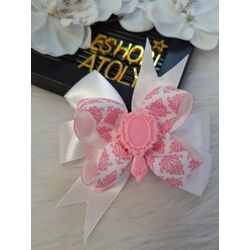 Damask Desenli Pembe Aynalı Pens Toka